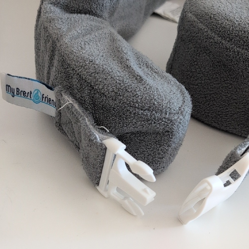 My Brest Friend Deluxe Nursing Pillow in Gray with Pocket, Adjustable Strap - Picture 11 of 16